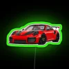 Porsche GT2 RS neon sign design featuring RGB colors in green.