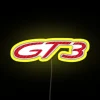 Porsche GT3 Guards Red Carbon Fiber Neon Sign with RGB Lighting and Yellow Accents