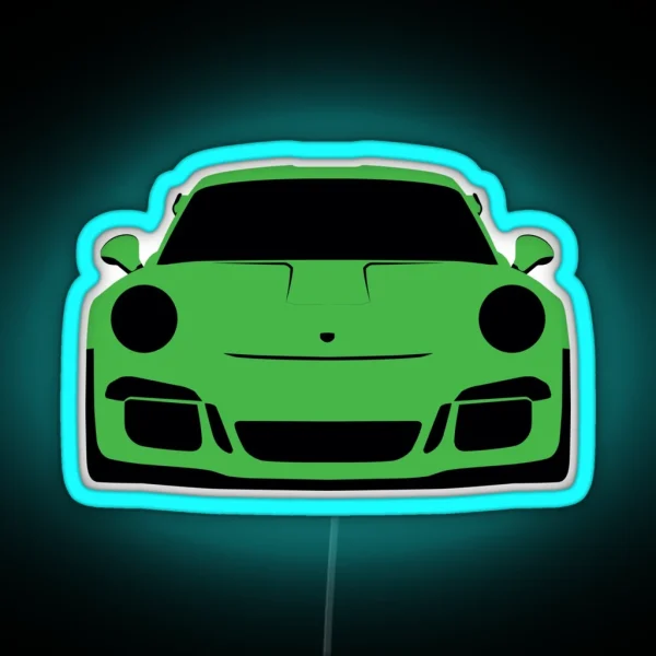 Porsche GT3 RS Green Silhouette RGB Neon Sign