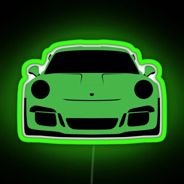 Porsche GT3 RS Green Silhouette RGB Neon Sign