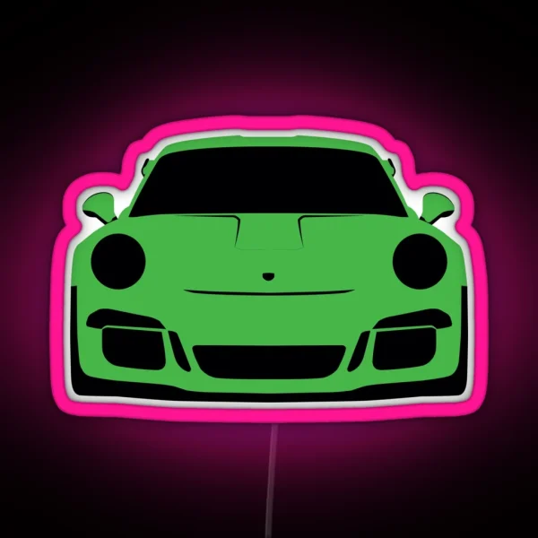 Porsche GT3 RS Green Silhouette RGB Neon Sign