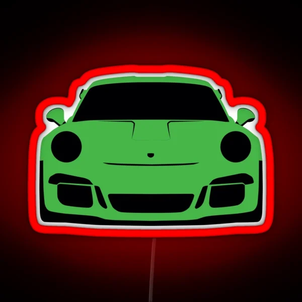 Porsche GT3 RS Green Silhouette RGB Neon Sign