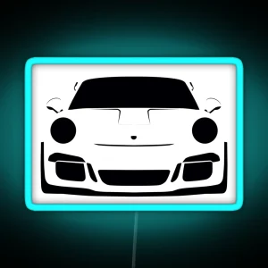 Porsche GT3 RS Silhouette White Lava RGB Neon Sign