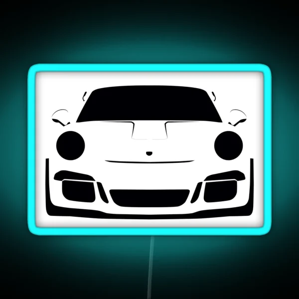 Porsche GT3 RS Silhouette White Lava RGB Neon Sign