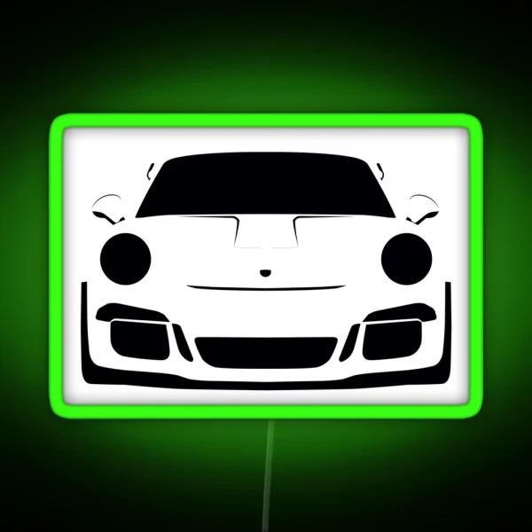 Porsche GT3 RS Silhouette White Lava RGB Neon Sign