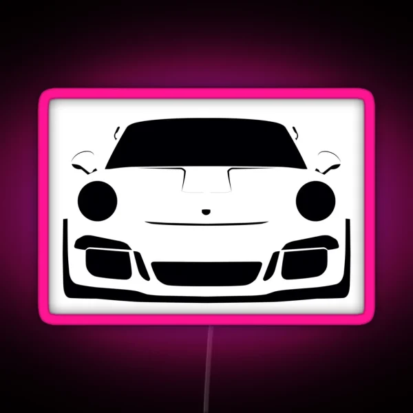 Porsche GT3 RS Silhouette White Lava RGB Neon Sign