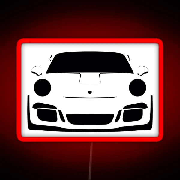 Porsche GT3 RS Silhouette White Lava RGB Neon Sign