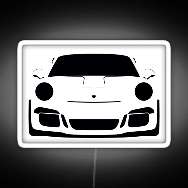 Porsche GT3 RS Silhouette White Lava RGB Neon Sign
