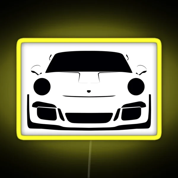 Porsche GT3 RS Silhouette White Lava RGB Neon Sign