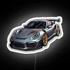 Porsche Silver Cool Anime Style RGB Neon Sign on White Background