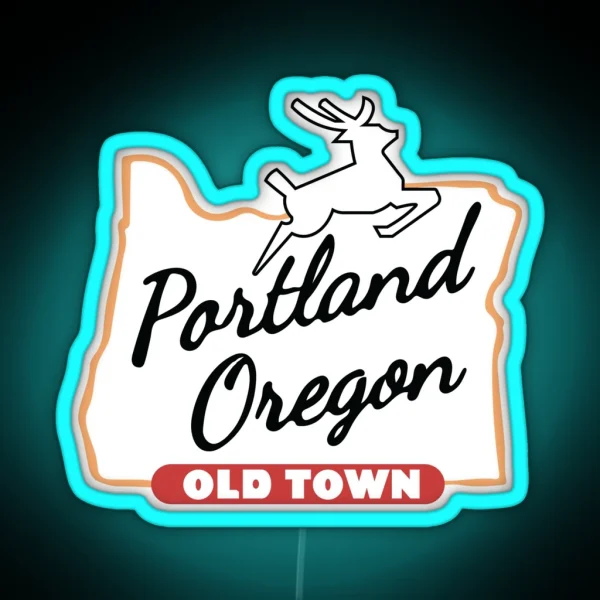 Portland Oregon White Stag Sign Original RGB Neon Sign