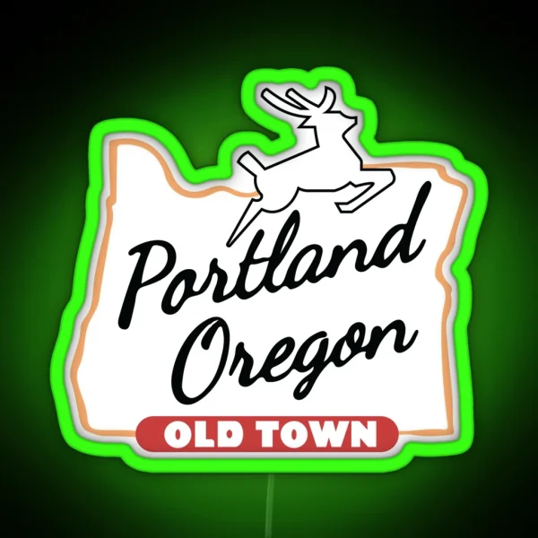Portland Oregon White Stag Sign Original RGB Neon Sign