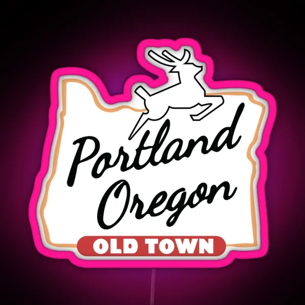 Portland Oregon White Stag Sign Original RGB Neon Sign