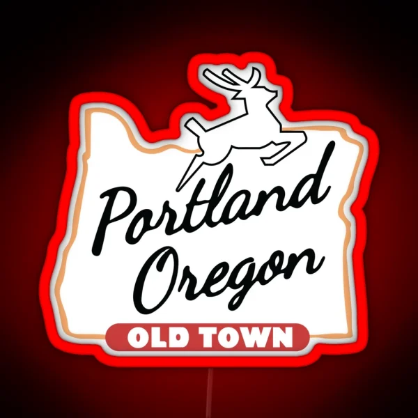 Portland Oregon White Stag Sign Original RGB Neon Sign