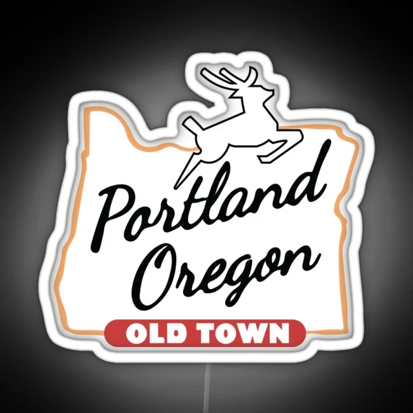 Portland Oregon White Stag Sign Original RGB Neon Sign