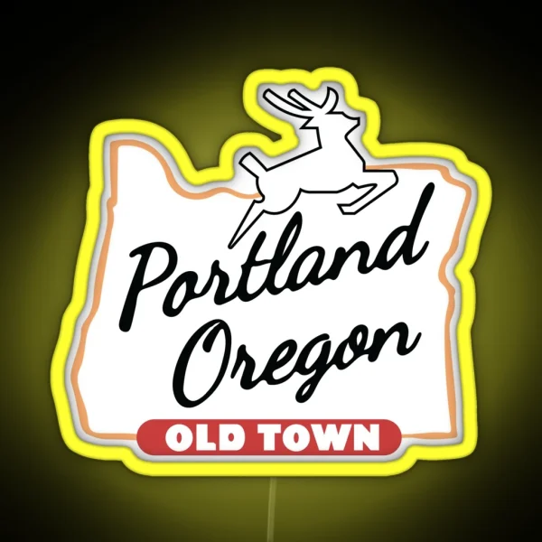 Portland Oregon White Stag Sign Original RGB Neon Sign