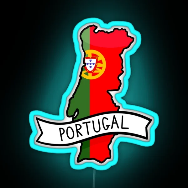 Portugal Flag Map Led RGB Neon Sign