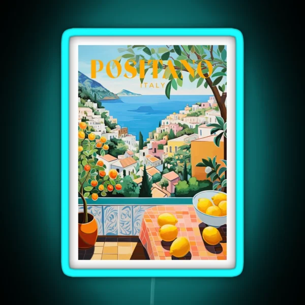 Positano Italy Travel Print RGB Neon Sign