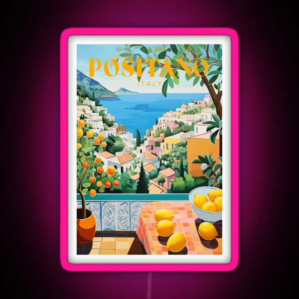 Positano Italy Travel Print RGB Neon Sign