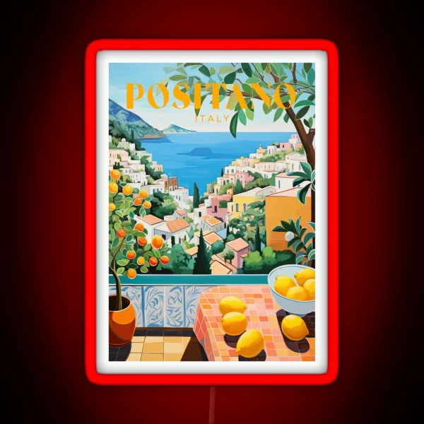 Positano Italy Travel Print RGB Neon Sign