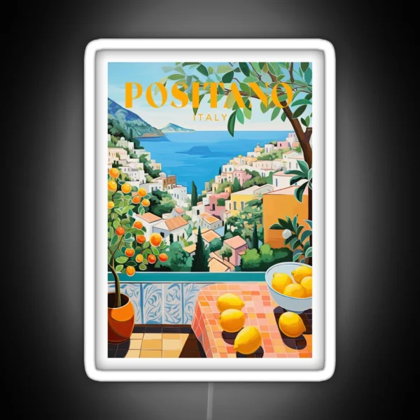 Positano Italy Travel Print RGB Neon Sign