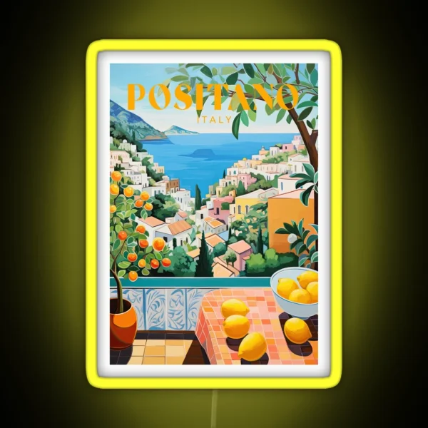 Positano Italy Travel Print RGB Neon Sign