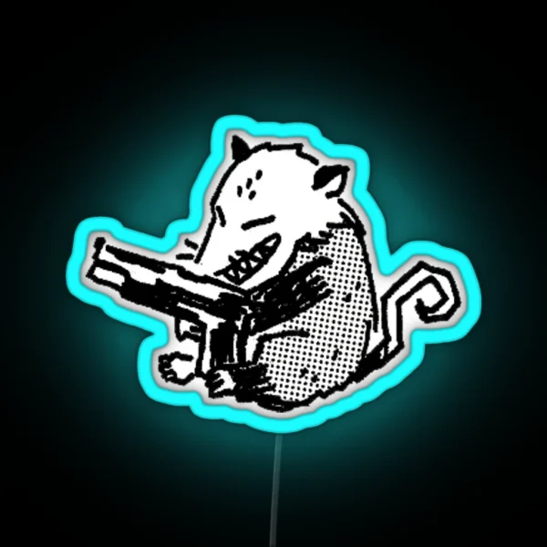 Possum With A Gun RGB Neon Sign