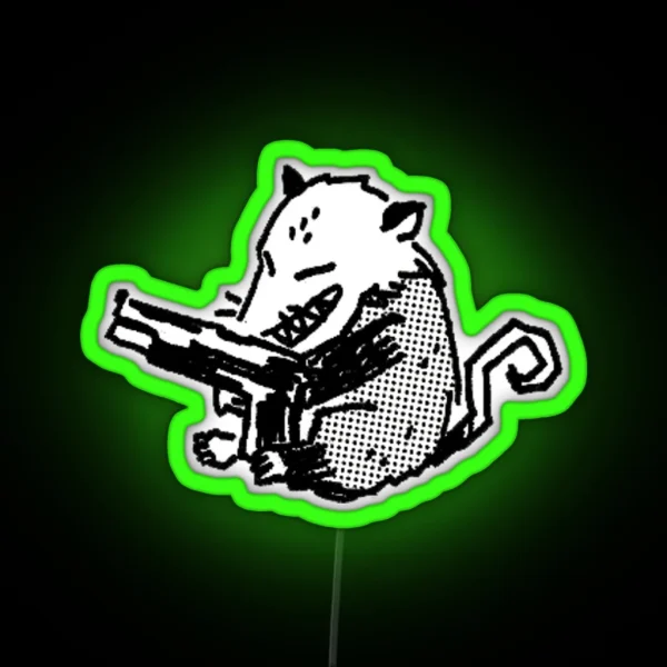 Possum With A Gun RGB Neon Sign