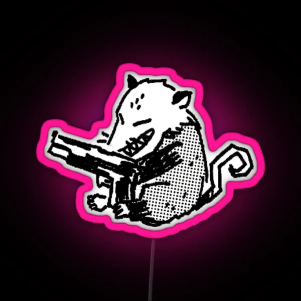 Possum With A Gun RGB Neon Sign