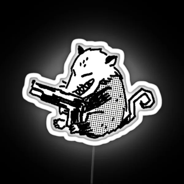 Possum With A Gun RGB Neon Sign