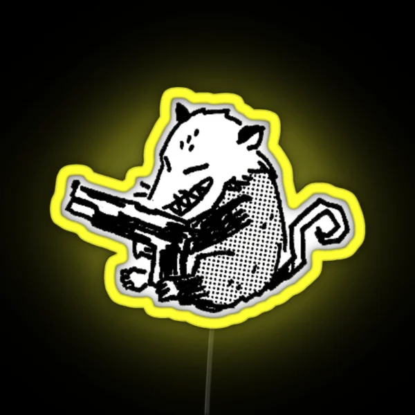 Possum With A Gun RGB Neon Sign