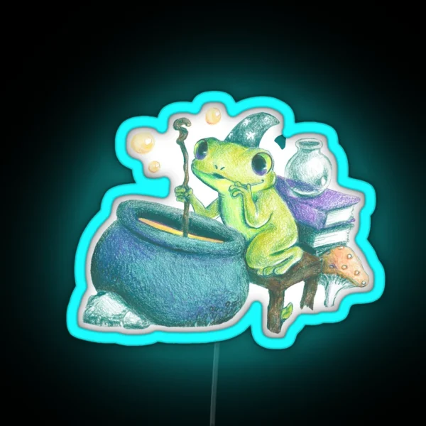 Potion Brewing Froggy Wizard RGB Neon Sign