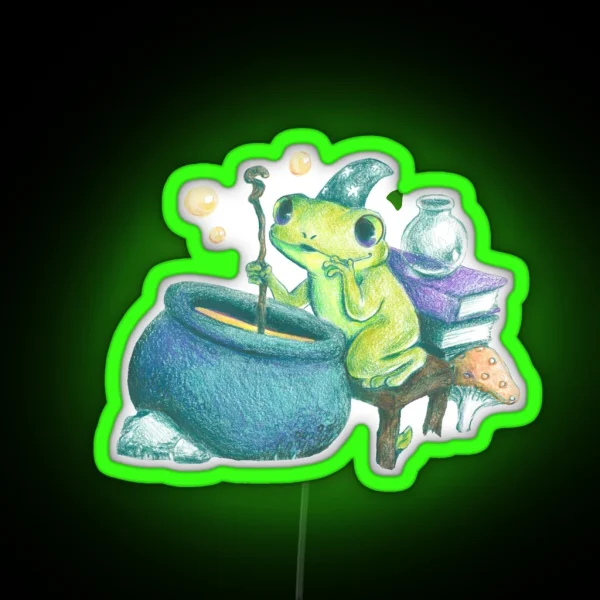 Potion Brewing Froggy Wizard RGB Neon Sign