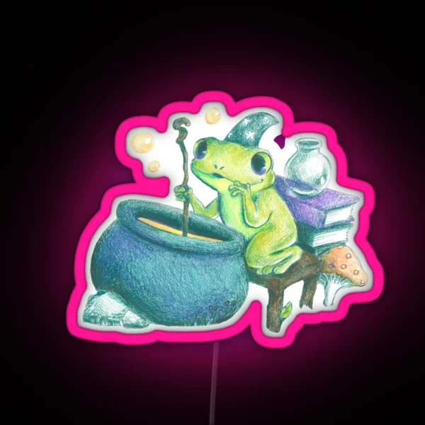 Potion Brewing Froggy Wizard RGB Neon Sign