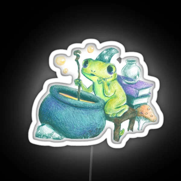 Potion Brewing Froggy Wizard RGB Neon Sign