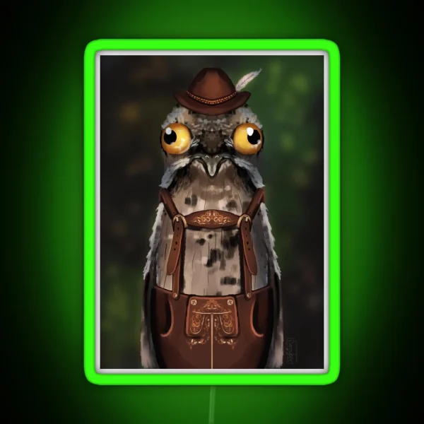 Potoo In Lederhosen RGB Neon Sign