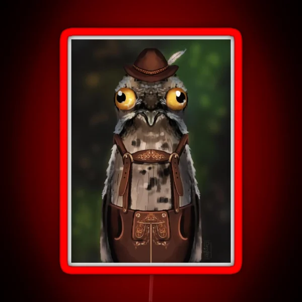 Potoo In Lederhosen RGB Neon Sign