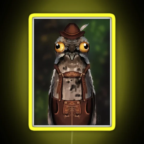 Potoo In Lederhosen RGB Neon Sign