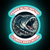 rgb neon sign displaying power in the depths catch your giant with vibrant blue glow
