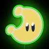 RGB neon sign displaying the Power Moon design in vibrant green