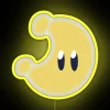 neon power moon rgb sign with yellow glow