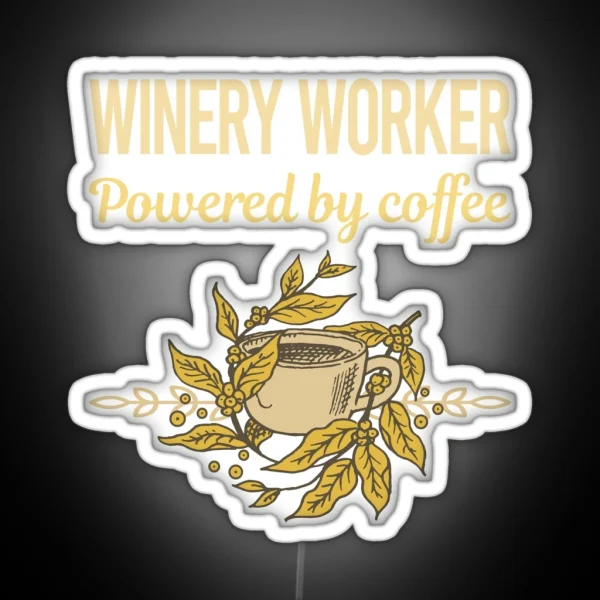 Powered By Coffee Winery Worker RGB Neon Sign