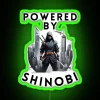 RGB neon sign displaying "Powered By Shinobi" in green.