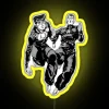 RGB Neon Sign Showcasing Powerful Stand Users in Vibrant Yellow