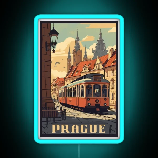 Prague Vintage Poster RGB Neon Sign