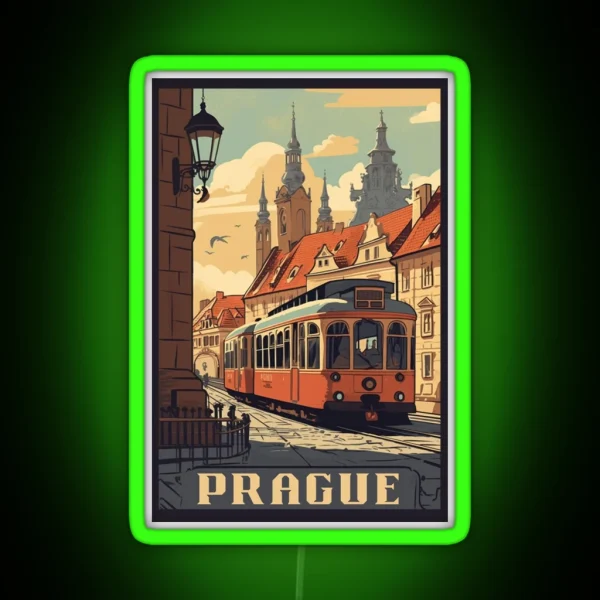 Prague Vintage Poster RGB Neon Sign