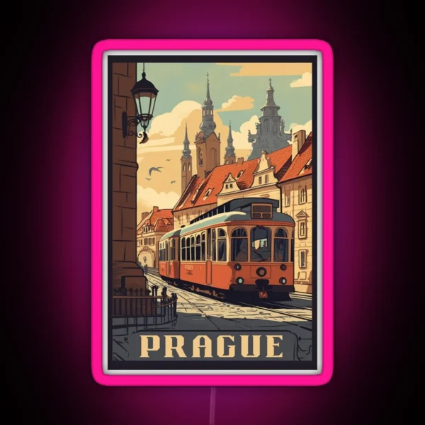 Prague Vintage Poster RGB Neon Sign