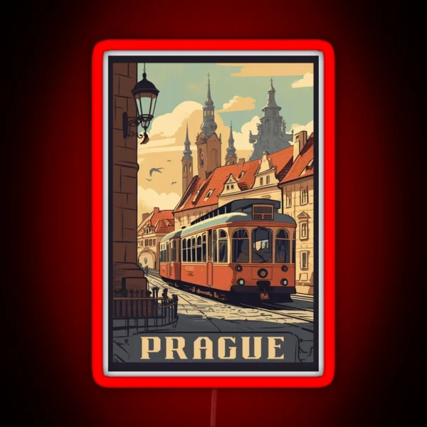 Prague Vintage Poster RGB Neon Sign