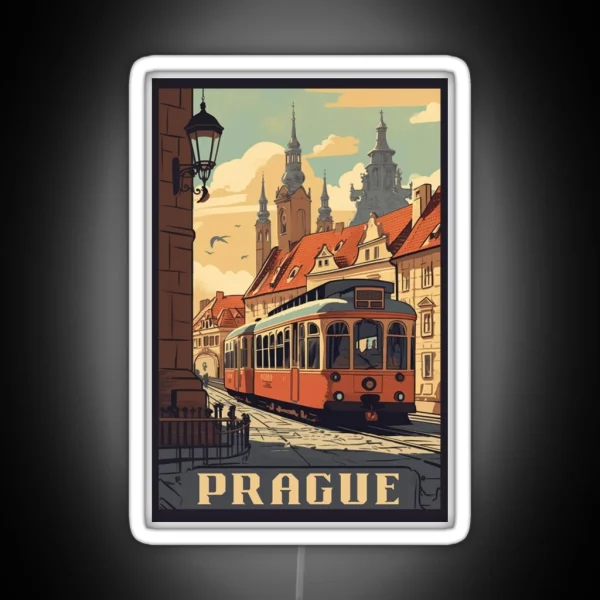 Prague Vintage Poster RGB Neon Sign