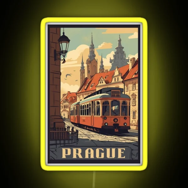 Prague Vintage Poster RGB Neon Sign